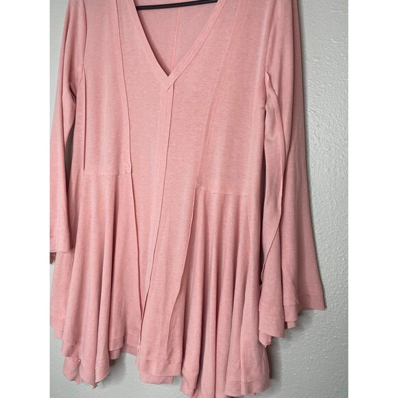 Easel Pink Flowy Tunic Top Women’s Small Boho Swing V-Neck - Picture 3 of 6